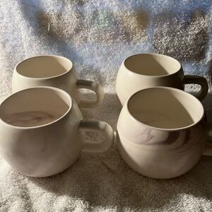 4 Cream and Lilac Ceramic Project 62 Mugs Set